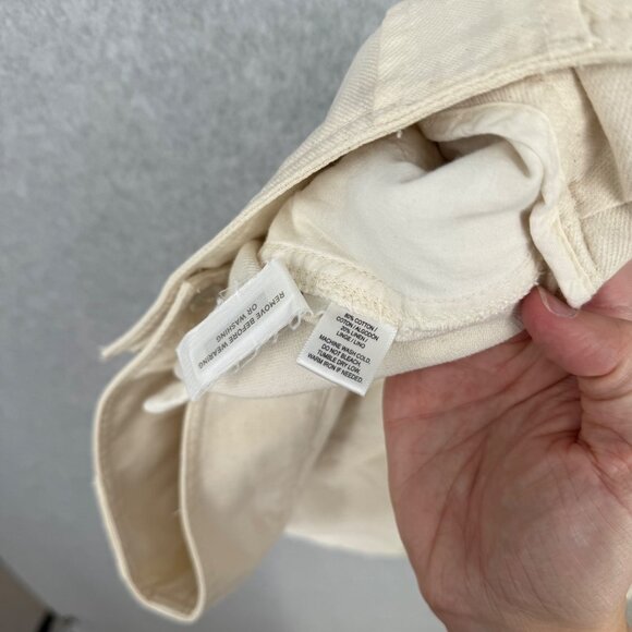 Loft Womens Linen Blend Pencil Skirt Size 8 Cream Asymmetrical Coastal Casual - Picture 6 of 11